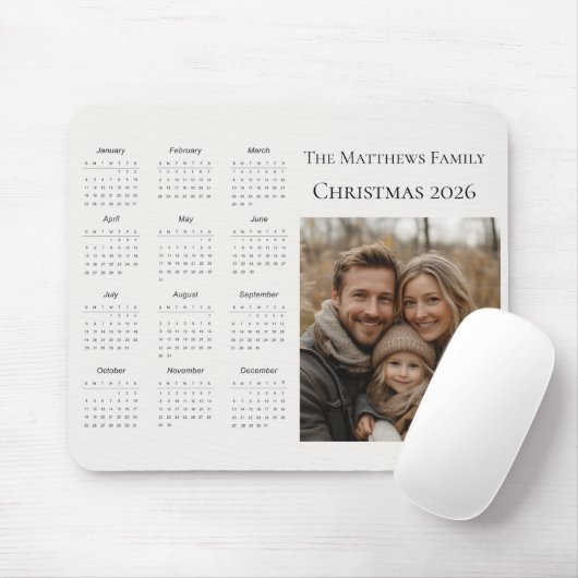 2026 Modern Kerst Foto Agenda Muismat (Met muis)