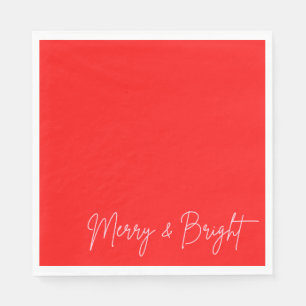 2026 Modern Kerstmis Merry and Bright Rood Roze Servet
