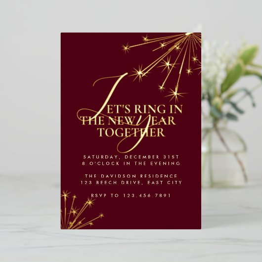 2026 Modern Minimal Classic Typography New Years Folie Uitnodiging (Staand Voorkant)