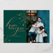 2026 Modern Minimal Photopop Teal Typography Folie Feestdagenkaart (Voorkant)