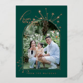 2026 Modern Minimal Photopop Teal Typography Folie Feestdagenkaart (Voorkant)