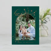 2026 Modern Minimal Photopop Teal Typography Folie Feestdagenkaart (Staand Voorkant)