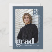 2026 Modern Slate Blue Graduation Party Kaart (Voorkant)