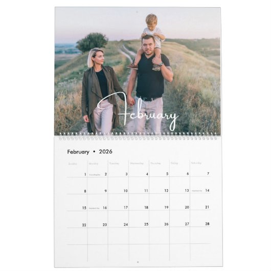 2026 Moderne aangepaste foto Creëer uw eigen famil Kalender (Feb 2026)