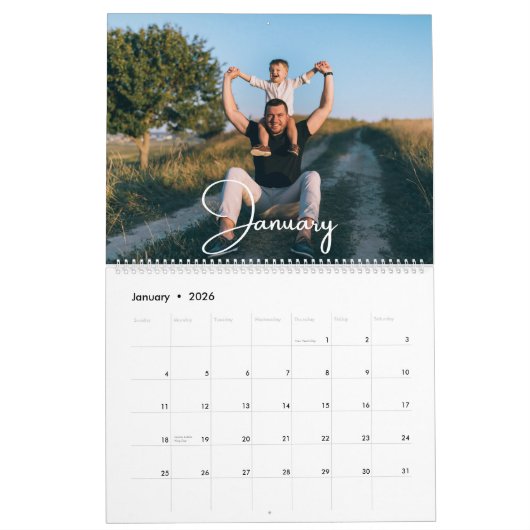 2026 Moderne aangepaste foto Creëer uw eigen famil Kalender (Jan 2026)