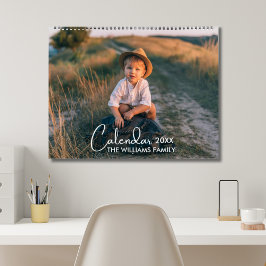 2026 Moderne aangepaste foto Creëer uw eigen famil Kalender