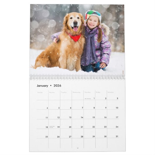 2026 Moderne aangepaste foto Creëer uw eigen famil Kalender (Jan 2026)