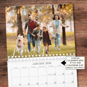 2026 Moderne Aangepaste Foto Script Familie Kalender