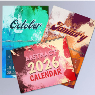 2026 moderne abstracte kleurrijke retro kalender