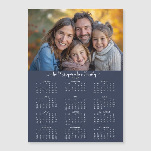 2026 Moderne Blauwe Eenvoudige Fotokalender (Voorkant)