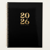 2026 Moderne Elegante Faux Gold Folie Glitter Planner (Voorkant)