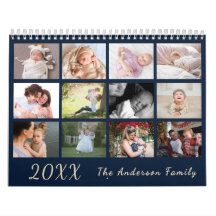 2026 Moderne Gezinsfotokalender – zwart & goud