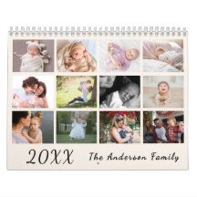 2026 Moderne Gezinsfotokalender – zwart & wit