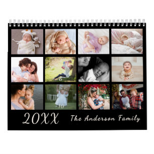 2026 Moderne Gezinsfotokalender – zwart & wit Kalender