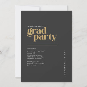 2026 Moderne Houtskool Gouden Afstudeerfeest Kaart