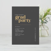 2026 Moderne Houtskool Gouden Afstudeerfeest Kaart (Staand voorkant)