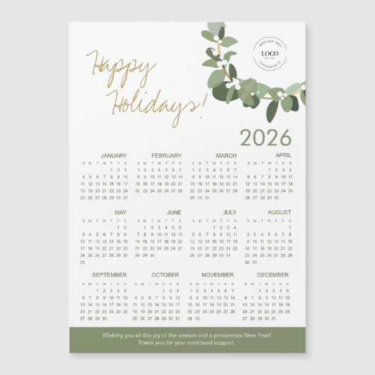 2026 Moderne krans Uw Logo hier Kalender (Voorkant)