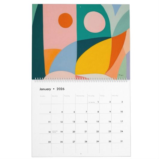 2026 Moderne kunst Minimalistische wandkalender 12 Kalender (Jan 2026)