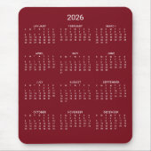 2026 Moderne Minimalistische Bourgogne Maroon Kale Muismat (Voorkant)