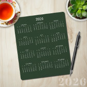 2026 Moderne Minimalistische Groene Boskalender Muismat
