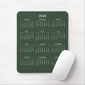 2026 Moderne Minimalistische Groene Boskalender Muismat (Met muis)