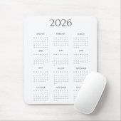 2026 Moderne Minimalistische Mini Kalender Muismat (Met muis)