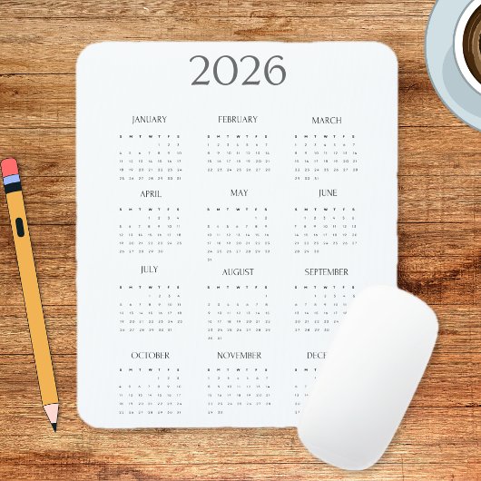2026 Moderne Minimalistische Mini Kalender Muismat