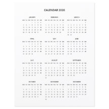 2026 Moderne minimalistische printbare kalender in