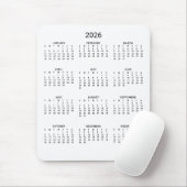 2026 Moderne minimalistische zwart-witte kalender Muismat (Met muis)