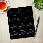 2026 Moderne Minimalistische Zwarte Kalender Muismat