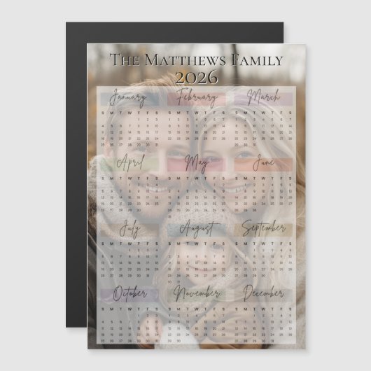 2026 Moderne strakke vakantiefotokalender (Voorkant / Achterkant)