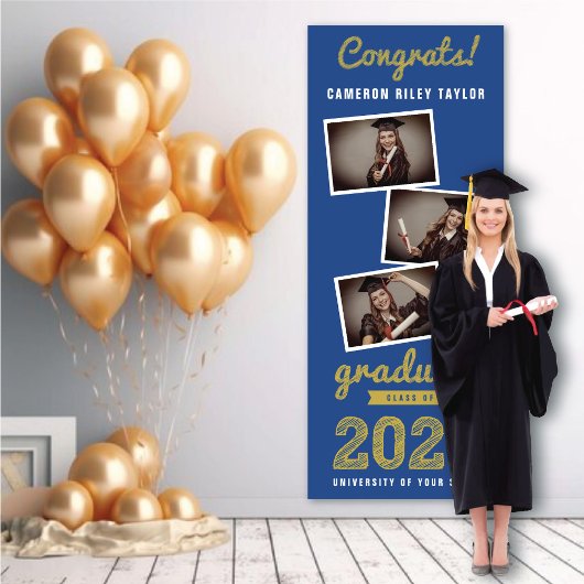 2026 Moderne Vette Schets 3 Foto Afstudeerfeest Spandoek