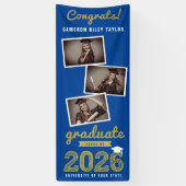 2026 Moderne Vette Schets 3 Foto Afstudeerfeest Spandoek (Verticaal)
