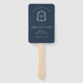 2026 Monogram Navyblauw Witte Foto Afstuderen Handwaaier (Achterkant)