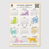 2026 Monthly Calendar Pastel Playful Cat Magnet (Voorkant)