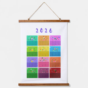 2026 Mooie Cartoon Yoga Houden Kalender, Gezondhei Hangend Wandkleed