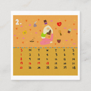 2026 Mooie Cartoon Yoga Houden Kalender, Gezondhei Vierkante Visitekaartje