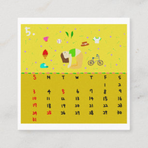 2026 Mooie Cartoon Yoga Oefeningen Kalender, Gezon Vierkante Visitekaartje