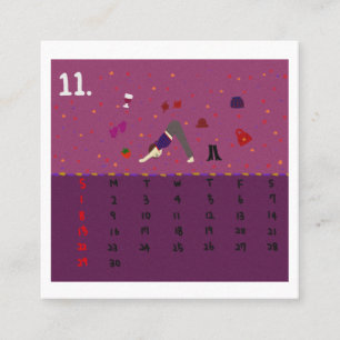 2026 Mooie Cartoon Yoga Oefeningen Kalender, Gezon Vierkante Visitekaartje