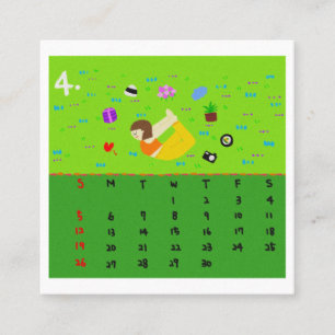 2026 Mooie Cartoon Yoga Poses Kalender, Gezondheid Vierkante Visitekaartje