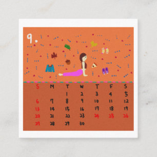 2026 Mooie Cartoon Yoga Poses Kalender, Gezondheid Vierkante Visitekaartje