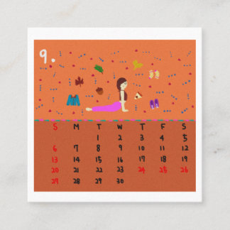 2026 Mooie Cartoon Yoga Poses Kalender, Gezondheid Vierkante Visitekaartje