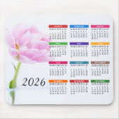 2026 Mooie roze pioen | bloemenkalender Muismat (Voorkant)