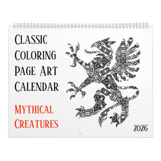 2026 Mythical Dragons Unicorns Adult Coloring Kalender