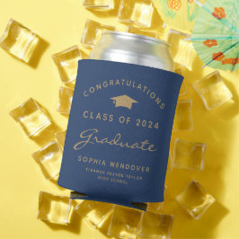 2026 Navy Blauw Gouden Afstuderen Kan Koeler