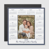 2026 Navy Blauwe Foto Magnetische Kalender (Voorkant / Achterkant)