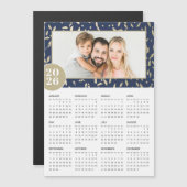 2026 Navy Gold Custom Foto Magnetische Kalender (Voorkant / Achterkant)