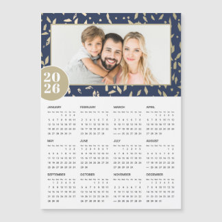 2026 Navy Gold Custom Foto Magnetische Kalender
