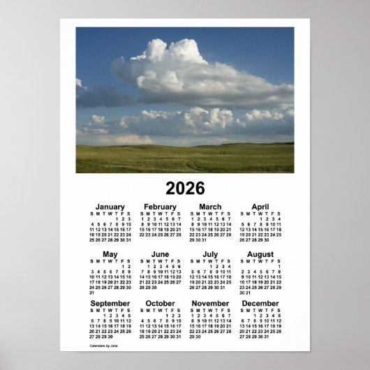 2026 Nebraska Sandhills Kalender van Janz Poster (Voorkant)