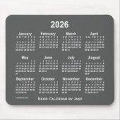 2026 Neon Charcoal Calendar van Janz Muismat (Voorkant)